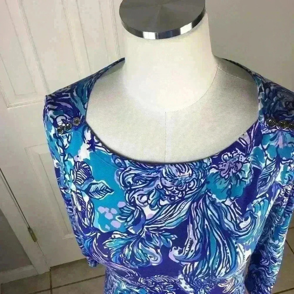 ⚡️Lilly Pulitzer UPF 50+ SOPHIE DRESS Royal Purple Cat Call Blue Size xsmall - Picture 3 of 5